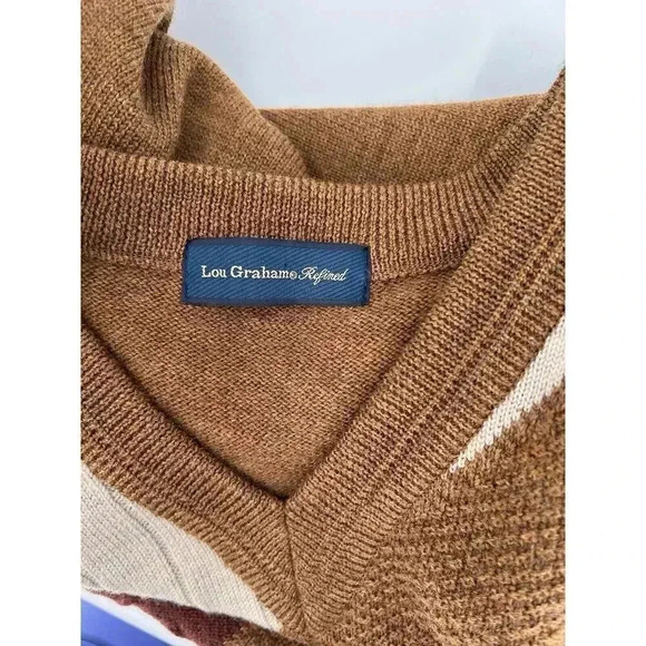 VINTAGE Lou Graham Refined V Neck Geometric Sweater Measures Size LARGE EUC - Picture 7 of 9